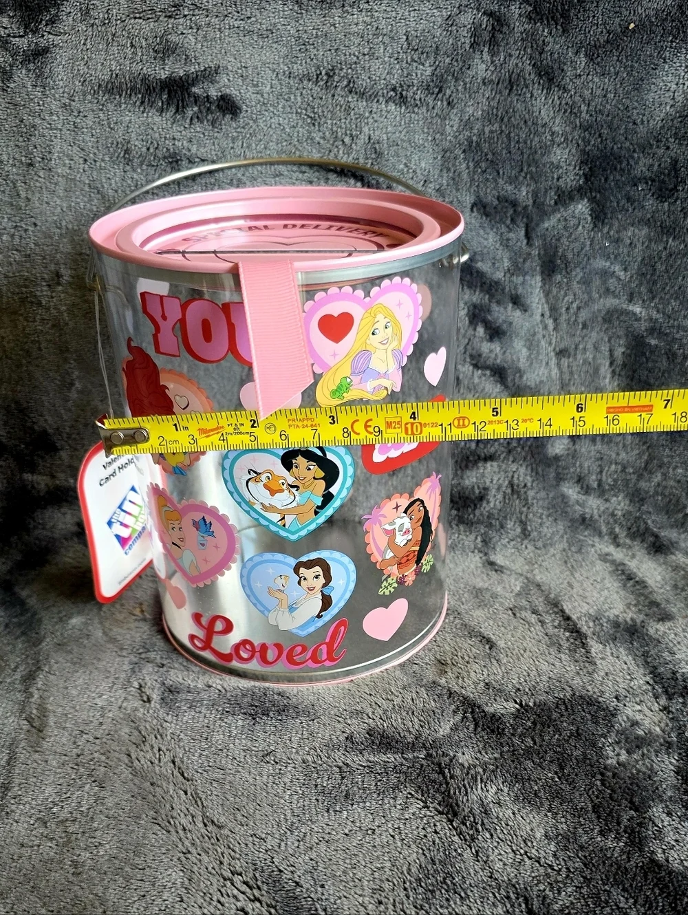 New Disney Princess tin Valentine's mailbox Belle Jasmine Ariel Rapunzel Moana
